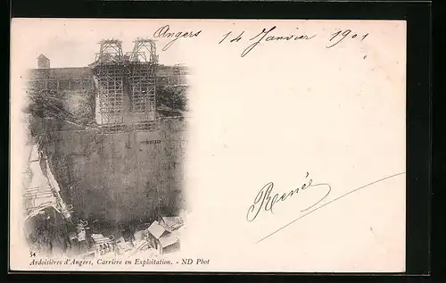 Künstler-AK Angers, Ardoisieres d`Angers, Carrière en Exploitation