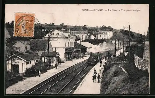 AK Pont-sur-Yonne, La Gare, Vue panoramique