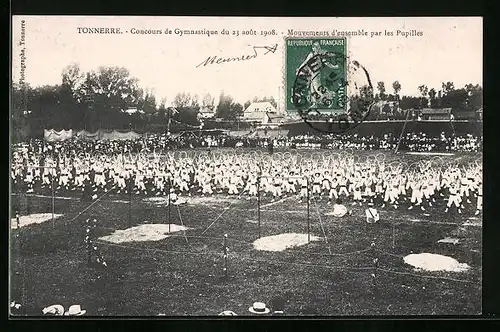 AK Tonnerre, Concours de Gymnastique du 23 août 1908, Mouvement d`ensemble par les Pupilles