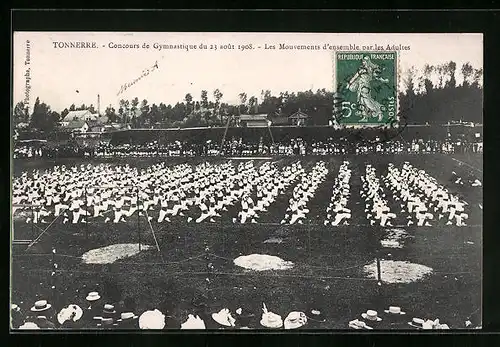 AK Tonnerre, Concours de Gymnastique du 23 août 1908, Les Mouvements d`ensemble par les Adultes
