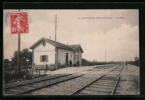 AK La Houssaye-Crevecoeur, La Gare