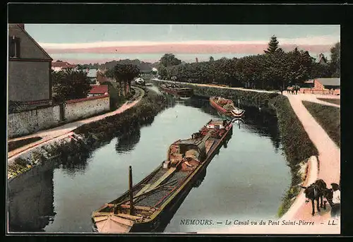 AK Nemours, Le Canal vu du Pont Saint-Pierre, Treideln