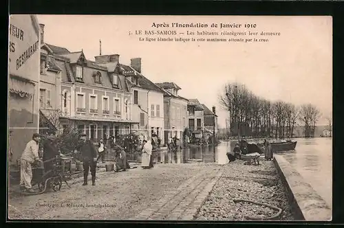 AK Le Bas-Samois, L`Inondation de Janvier 1910, Hochwasser