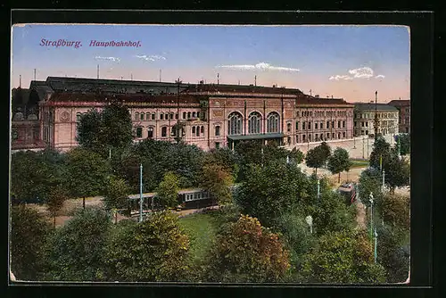 AK Strassburg, Ansicht vom Hauptbahnhof