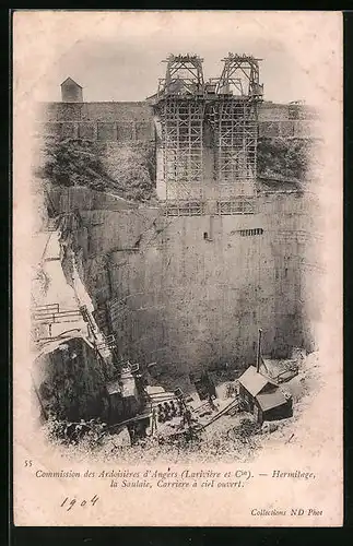 AK Angers, Commission des Ardoisières d`Angers - Hermitage, la Saulaie, Carrière a ciel ouvert