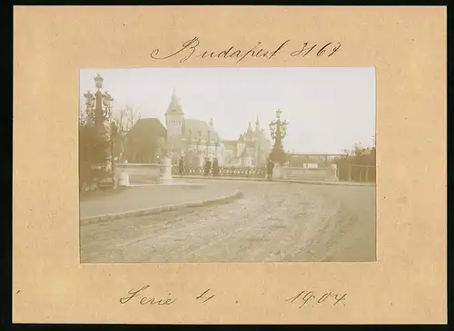 Fotografie Brück & Sohn Meissen, Ansicht Budapest, Blick auf die Burg mit Brücke im Stadtwäldchen