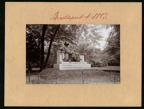 Fotografie Brück & Sohn Meissen, Ansicht Budapest, Anonymus Denkmal im Stadtwäldchen