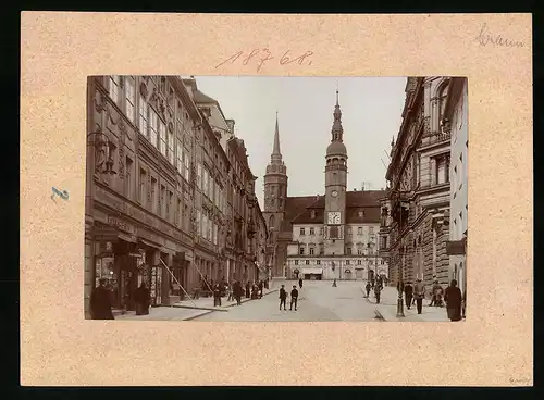 Fotografie Brück & Sohn Meissen, Ansicht Bautzen, Innere Lauenstrasse mit Geschäften Gustav Thunig, W. Utlich, E. Löbelt