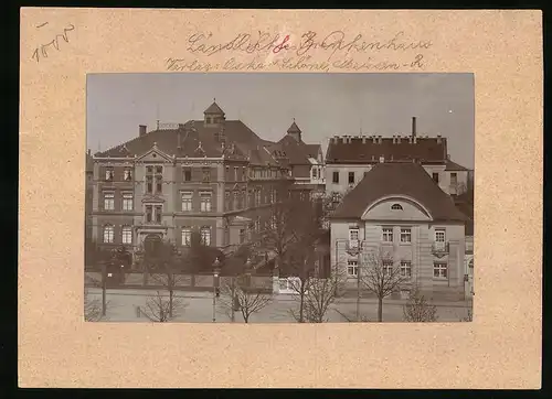 Fotografie Brück & Sohn Meissen, Ansicht Meissen i. Sa., Blick auf den Hospitalplatz mit dem Landkrankenhaus