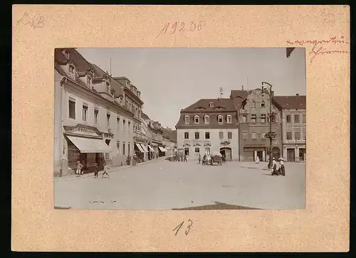 Fotografie Brück & Sohn Meissen, Ansicht Wurzen, Hotel Goldener Löwe mit Marktplatz mit Jakobsgasse