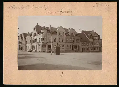 Fotografie Brück & Sohn Meissen, Ansicht Nerchau a. d. Mulde, Marktplatz mit Restaurant zur Post, Cent Waage, Geschäfte