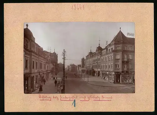 Fotografie Brück & Sohn Meissen, Ansicht Kötzschenbroda, Bahnhofstrasse mit Geschäft Paul Pönitz, Lössnitzer Kaufhaus