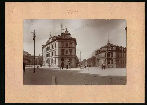 Fotografie Brück & Sohn Meissen, Ansicht Döbeln, Blick in die Burg- und Bahnhofstrasse mit Schützenhaus