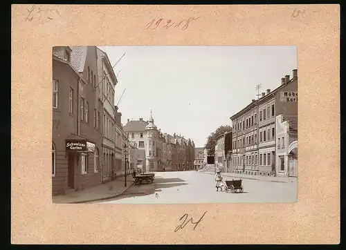 Fotografie Brück & Sohn Meissen, Ansicht Wurzen, Badergraben mit Restaurant Schweizer Garten, Fahrradhandlung Schlosserei