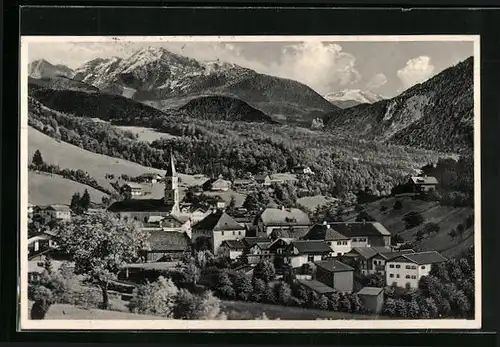 AK Schellenberg b. Berchtesgaden, Ortsansicht mit Hohem Göll