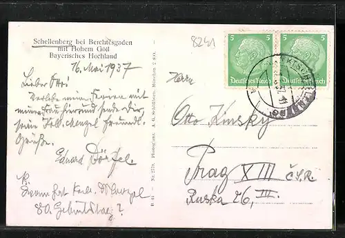 AK Schellenberg b. Berchtesgaden, Ortsansicht mit Hohem Göll