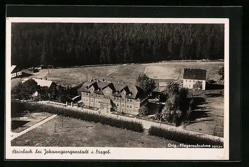 AK Steinbach i. Erzgeb., Fliegeraufnahme eines Hotels