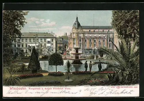 AK Wiesbaden, Kurgarten und Kaiser Friedrich Platz