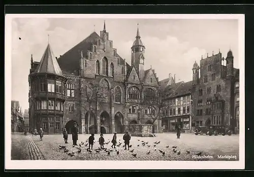 AK Hildesheim, Strassenpartie am Marktplatz