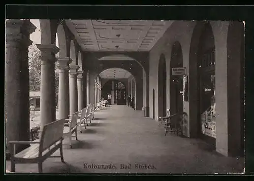 AK Bad Steben, Kolonnade der Wandelhalle