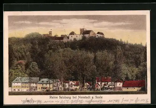 AK Neustadt /Saale, Ruine Salzburg aus der Ferne