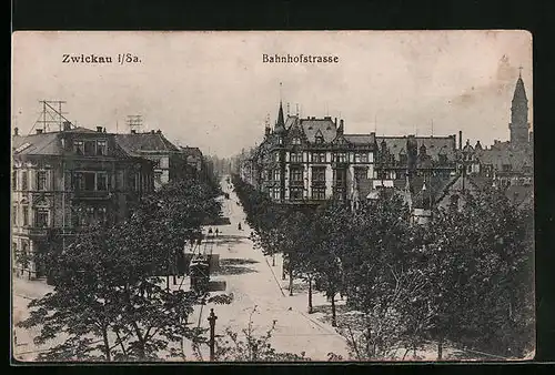 AK Zwickau i. Sa., Bahnhofstrasse aus der Vogelschau