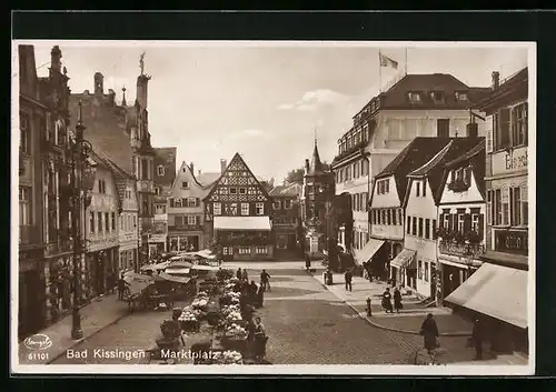 AK Bad Kissingen, Marktplatz aus der Vogelschau
