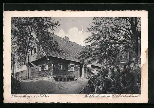 AK Sonneberg /Th., Lutherhaus, Lutherdenkmal