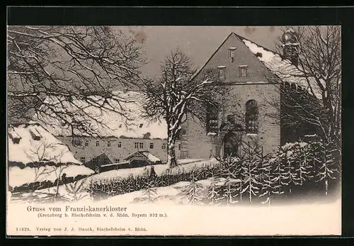 AK Bischofsheim /Bay., Kloster Kreuzberg im Schnee