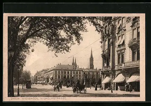 AK Wiesbaden, Wilhelmstrasse mit Nassauer Hof