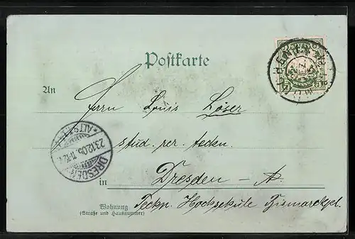 Mondschein-AK München, Marienplatz mit Frauenkirche