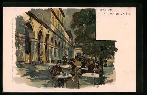 Künstler-AK München, Hofgarten-Café