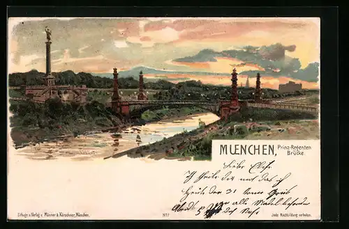 Künstler-AK München, Prinz-Regenten-Brücke