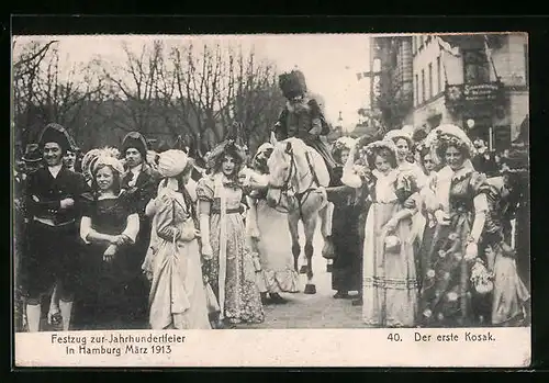 AK Hamburg, Festzug zur Jahrhundertfeier 1913, Der erste Kosak