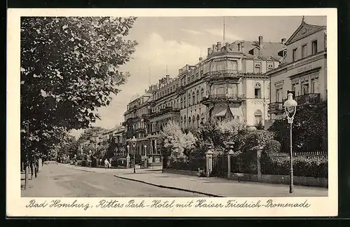 AK Bad Homburg, Ritters Park-Hotel mit Kaiser Friedrich-Promenade