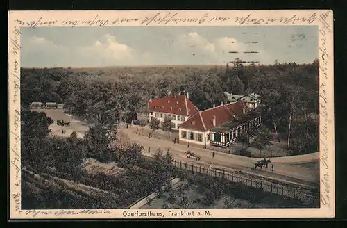 AK Frankfurt a. M., Oberforsthaus aus der Vogelschau