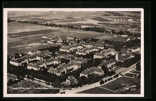 AK München-Schwabing, Fliegeraufnahme des Krankenhauses