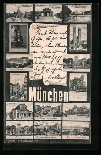 AK München, Frauenkirche, Isartor, Justiz-Palast