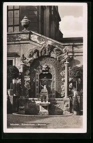 AK München, Künstlerhaus mit Brunnen