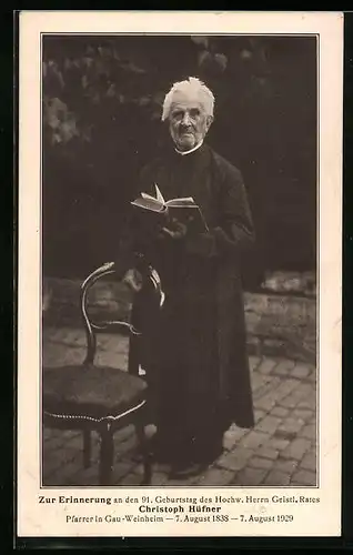 AK Gau-Weinheim, Pfarrer Christoph Hüfner zum 91. Geburtstag