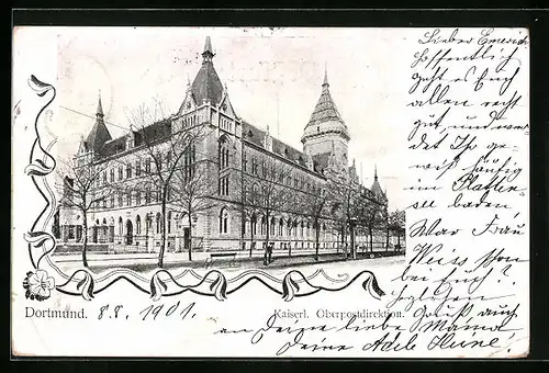 AK Dortmund, Kaiserl. Oberpostdirektion mit Strassenpartie