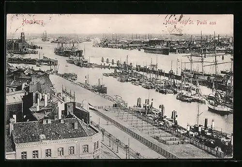 AK Hamburg, Hafen von St. Pauli aus
