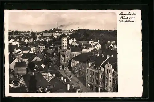 AK Meuselwitz, Blick vom Kirchturm auf den Ort