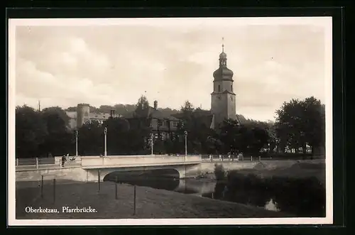 AK Oberkotzau, Pfarrbrücke mit Kirche