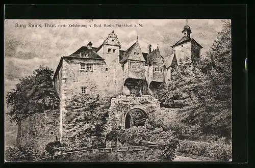 Künstler-AK Ranis Thür., Burg Ranis