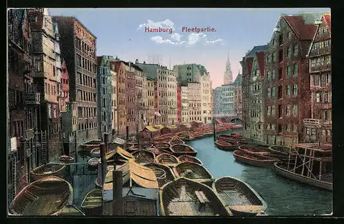 AK Alt-Hamburg, Fleetpartie mit Booten