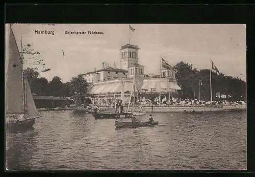 AK Hamburg, Uhlenhorster Fährhaus mit Booten