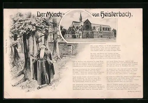 AK Heisterbach, Kirche und der Mönch von Heisterbach