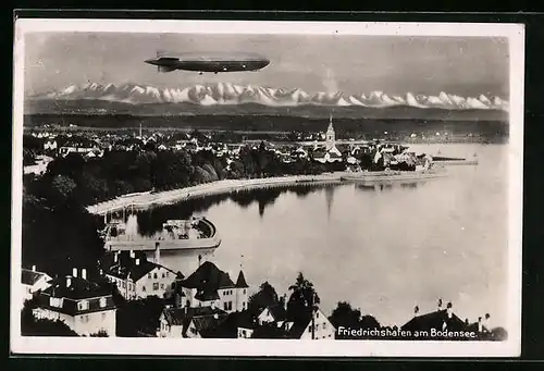 AK Friedrichshafen, Graf Zeppelin über dem Bodensee