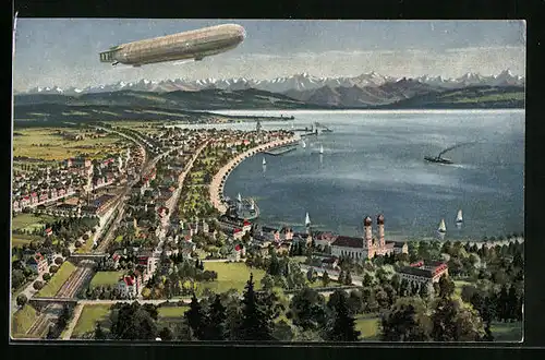 AK Friedrichshafen, Zeppelin über dem Bodensee